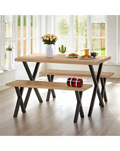 Buxton Dining Bench Set - Light Oak Effect/Black