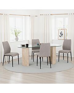 Modena & Chilton Dining Set (X4 Chairs) - Cream/Grey Fabric