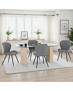 Modena & Quebec Dining Set (X4 Chairs) - Cream/Grey Faux Leather