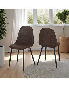 Athens Dining Chair (X2 Per Box) - Brown Faux Leather