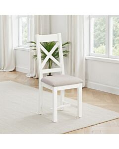 Windsor Cross Back Dining Chair (X2 Per Box) - Ivory/Oat Fabric