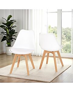 Bendal Dining Chair (X4 Per Box) - White Faux Leather/Beech