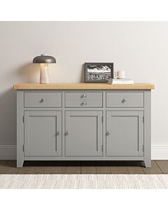 Windsor 3 Door 3 Drawer Sideboard - Pebble Grey/Oak
