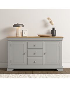 Bordeaux 2 Door 3 Drawer Sideboard - Pebble Grey/Oak