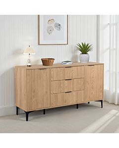 Miami 2 Door 3 Drawer Sideboard - Oak Effect/Black