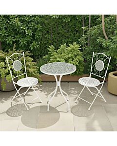 Ferne Patio Dining Set - White/Green Leaf