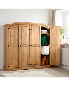 Corona 4 Door Wardrobe - Distressed Waxed Pine