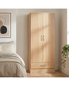 Nevada 2 Door 1 Drawer Wardrobe - Sonoma Oak Effect