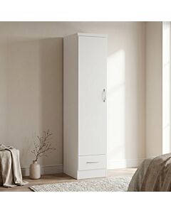 Nevada 1 Door 1 Drawer Wardrobe - White Gloss