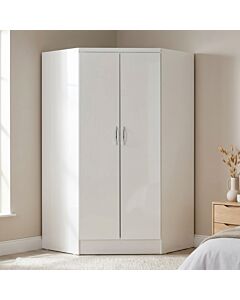 Nevada 2 Door Corner Wardrobe - White Gloss