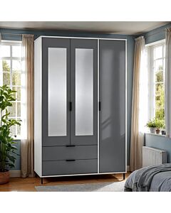 Madrid 3 Door 2 Drawer Wardrobe - Grey/White Gloss