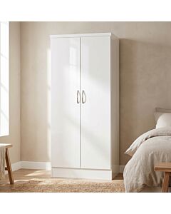 Nevada 2 Door All Hanging Wardrobe - White Gloss