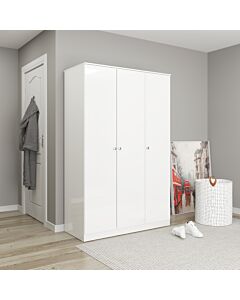Denver 3 Door Wardrobe - White Gloss