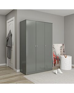 Denver 3 Door Wardrobe - Grey Gloss