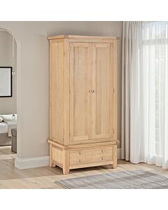 Windsor 2 Door 1 Drawer Wardrobe - Natural Oak