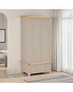 Windsor 2 Door 1 Drawer Wardrobe - Putty/Oak