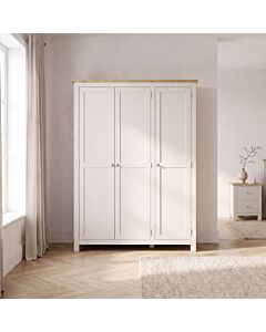 Cambridge 3 Door Wardrobe - Linen/Oak