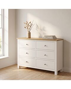 Cambridge 6 Drawer Chest - Linen/Oak