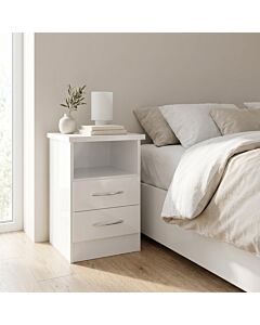 Nevada 2 Drawer Bedside - White Gloss