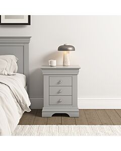 Bordeaux 3 Drawer Bedside - Pebble Grey