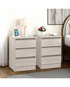 Malvern 3 Drawer Bedside X2 - Urban Snow