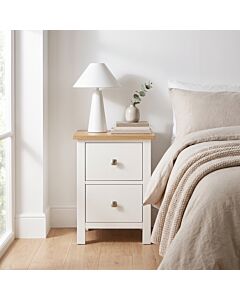 Cambridge 2 Drawer Bedside - Linen/Oak