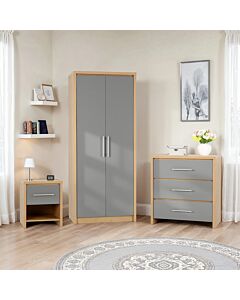 Seville Bedroom Set - Grey Gloss/Light Oak Effect Veneer