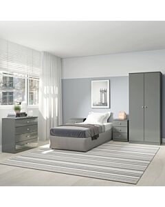 Denver 2 Door Wardrobe Bedroom Set - Grey Gloss