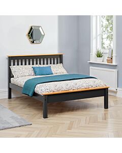 Monaco 4'6" Low End Bed - Dark Grey/Oak Effect