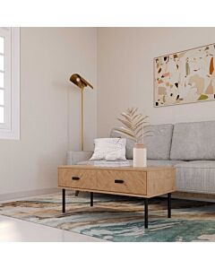 Leon 2 Drawer Coffee Table - Medium Oak Effect