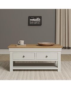 Bordeaux 2 Drawer Coffee Table - Ivory/Oak