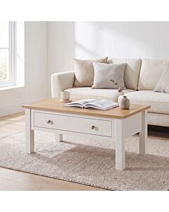 Cambridge 1 Drawer Coffee Table - Linen/Oak
