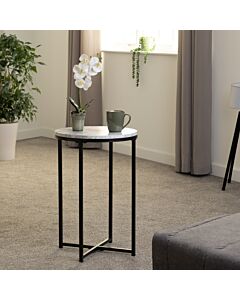 Dallas Side Table - Marble/Black