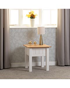 Panama Lamp Table - White/Natural Wax