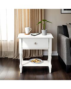 Stratford 1 Drawer Side Table - White