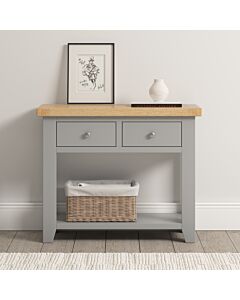 Windsor 2 Drawer Console Table - Pebble Grey/Oak