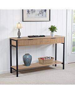 Miami 2 Drawer Console Table - Oak Effect/Black