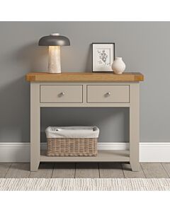 Windsor 2 Drawer Console Table - Putty/Oak