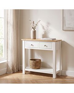 Cambridge 2 Drawer Console Table - Linen/Oak