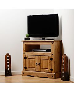 Corona Corner TV Cabinet - Distressed Waxed Pine