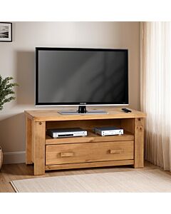 Tortilla Flat Screen TV Unit - Distressed Waxed Pine