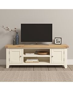 Windsor Straight TV Unit - Ivory/Oak
