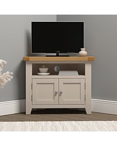 Windsor Corner TV Unit - Putty/Oak
