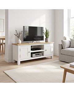 Cambridge 2 Door TV Unit - Linen/Oak
