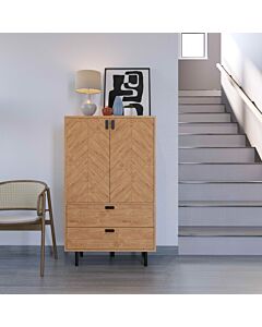 Leon 2 Door 2 Drawer Cabinet - Medium Oak Effect