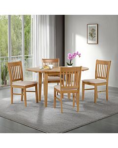 Oxford Extending Dining Set (X4 Chairs) - Natural Oak/Mink Microsuede