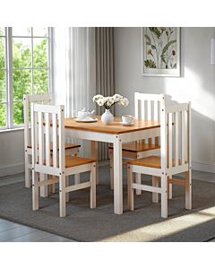 Ludlow 1+4 Dining Set - White/Oak Effect