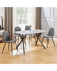 Athens Rectangular Dining Set (X4 Chairs) - Concrete Effect