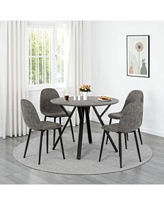 Athens Round Dining Set (X4 Chairs) - Concrete Effect
