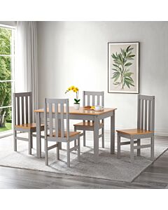 Ludlow 1+4 Dining Set - Grey Slate/Oak Effect